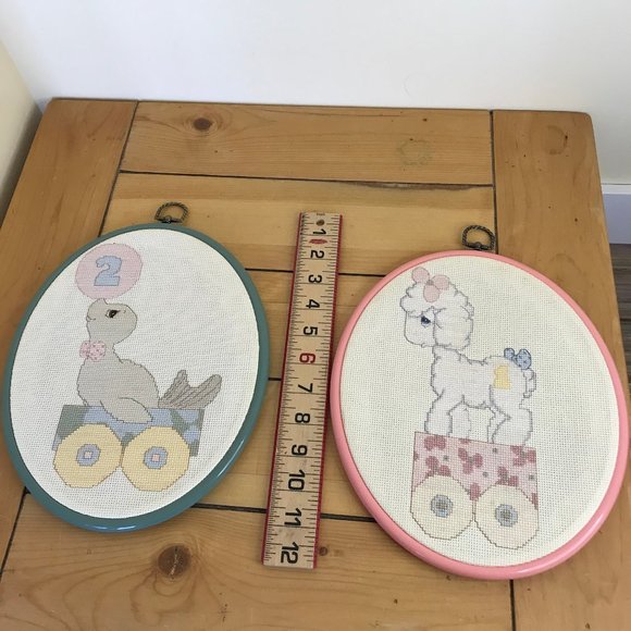 Completed Precious Moments Animals Cross Stitch Framed Pictures Set of 3 - Picture 4 of 5